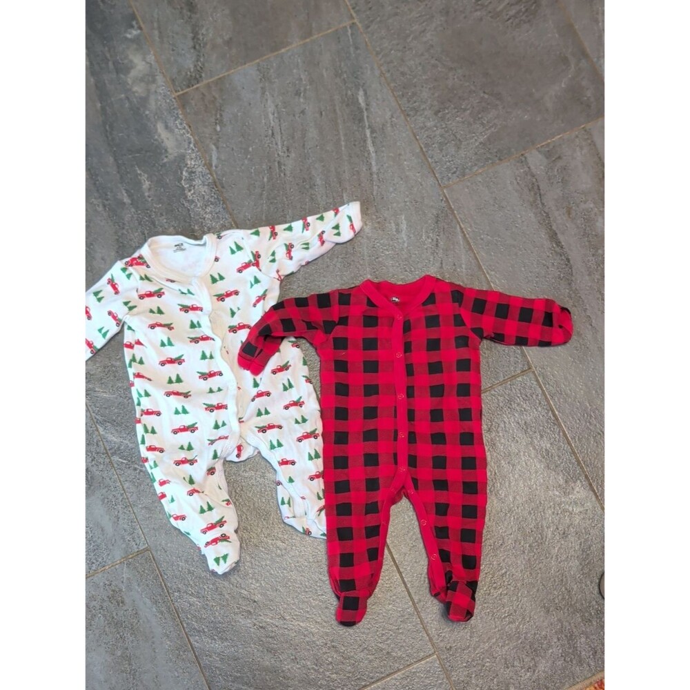 Red & Black Buffalo Plaid Baby Footed One-Piece - Cozy Holiday Sleepwear